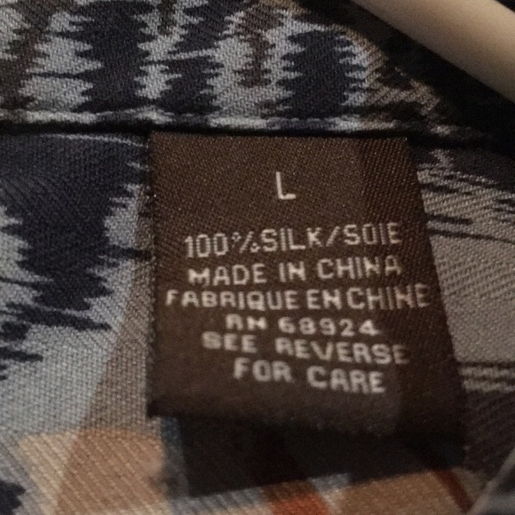 Paradise Men’s Vintage Blue tropical Button Down Silk. Size L - Picture 4 of 5